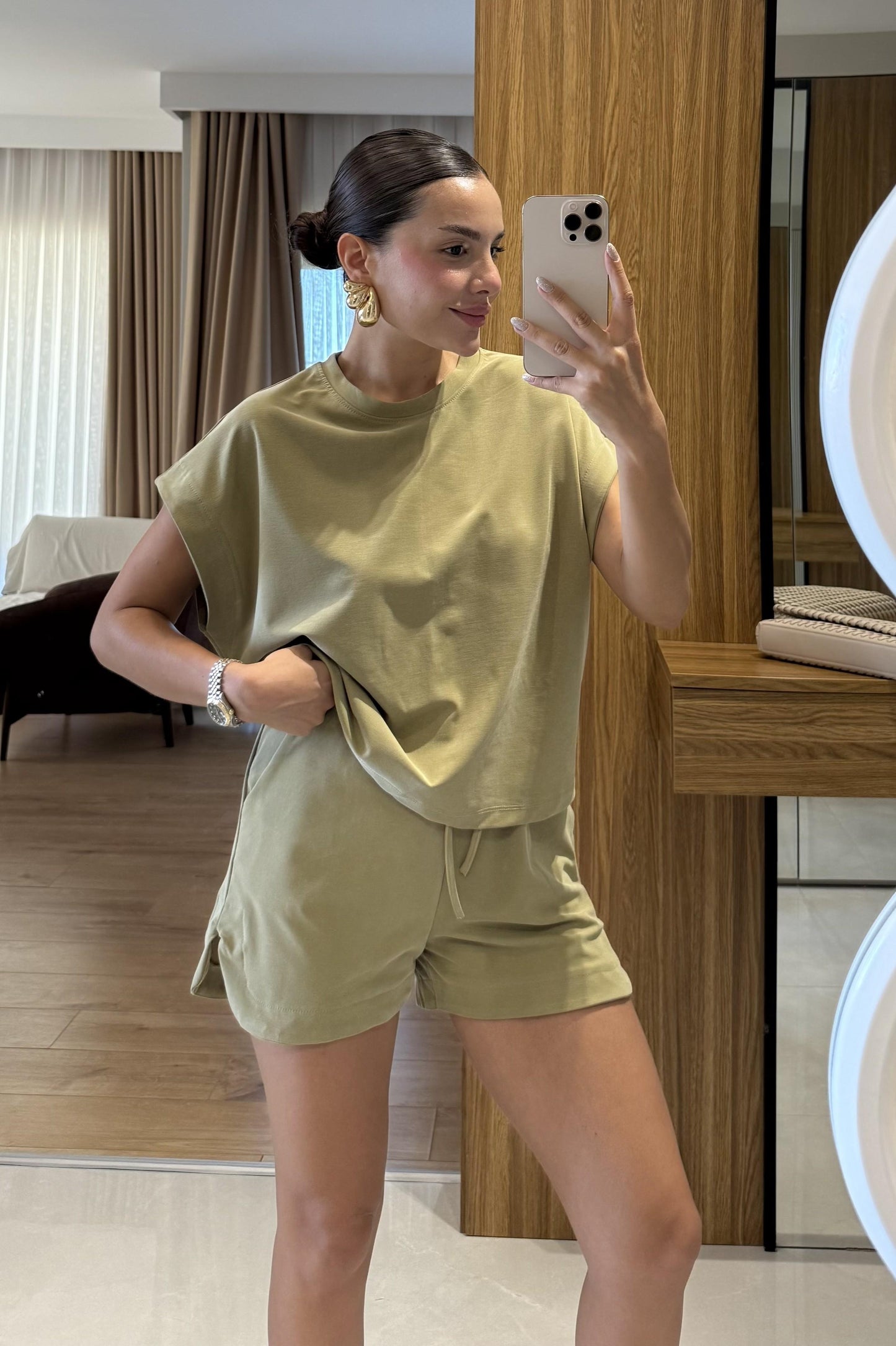 Cedric Çağla Tshirt Şort Modal Takım