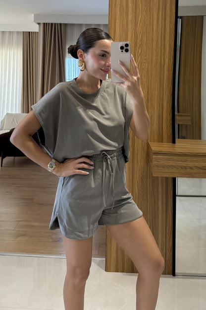 Cedric Haki Tshirt Şort Modal Takım