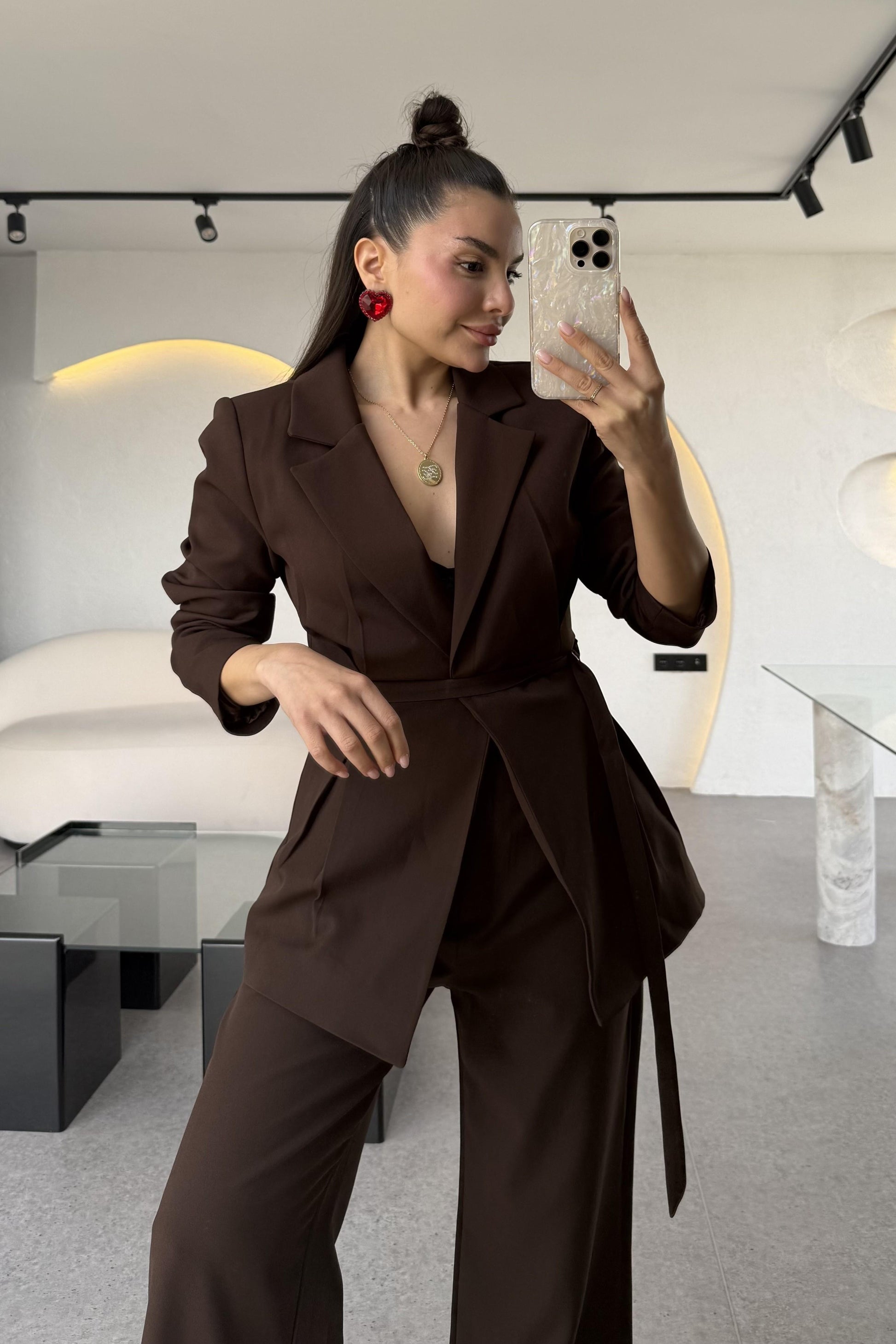 Celebration Acı Kahve Premium Blazer Pantolon Takım