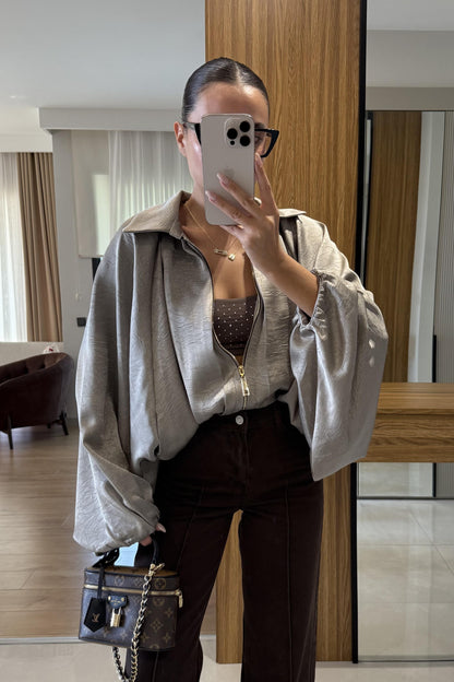 Clayton Taş Saten Bomber Ceket