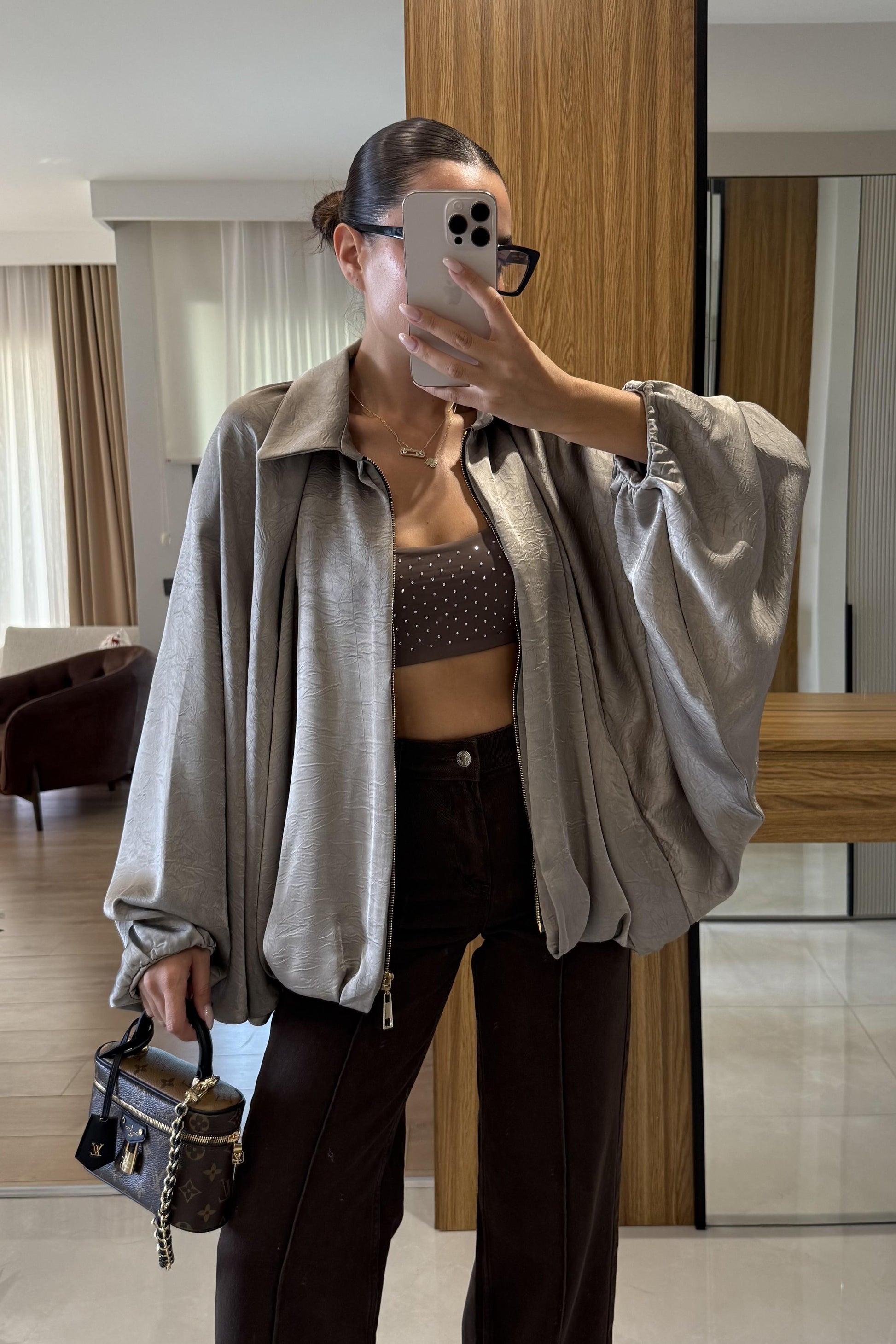 Clayton Taş Saten Bomber Ceket