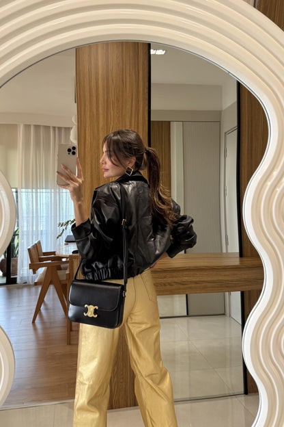 Clera Deri Bomber Ceket