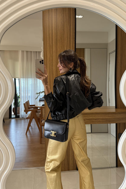 Clera Deri Bomber Ceket