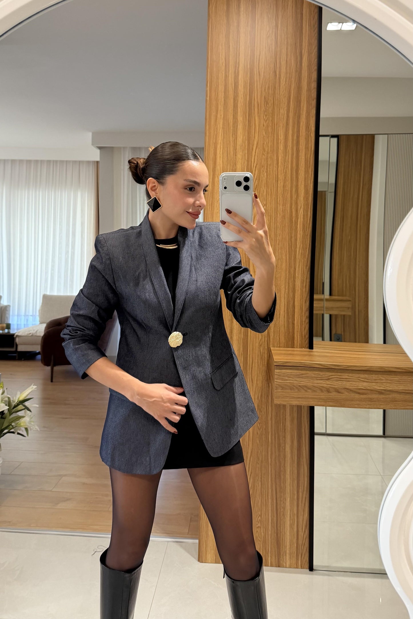 Coach Denim Gold Düğmeli Blazer Ceket