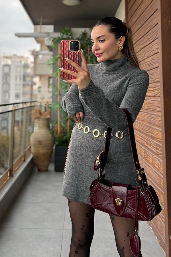 Coldness Etekli Triko Takım - Füme