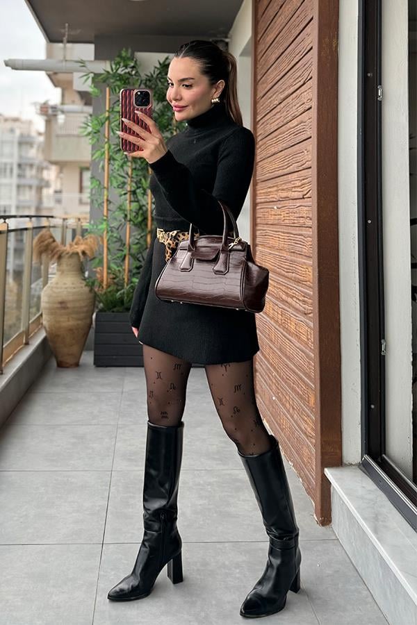 Coldness Etekli Triko Takım - Siyah