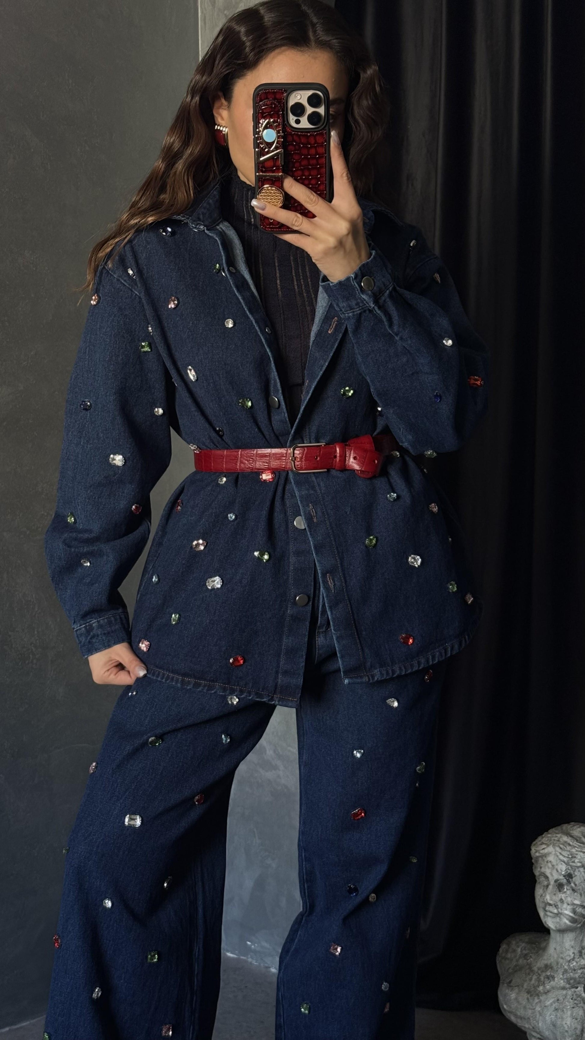 Colorful Denim Renkli Taşlı Takım