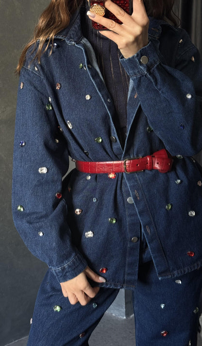 Colorful Denim Renkli Taşlı Takım