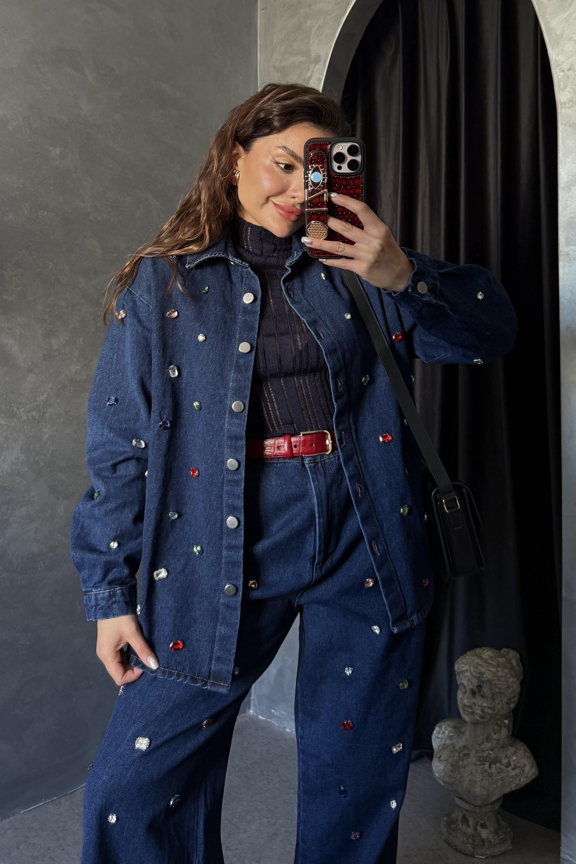 Colorful Denim Renkli Taşlı Takım