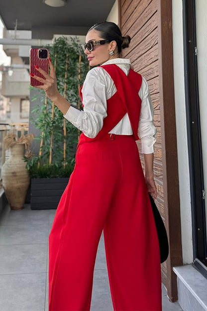 Cuteness Kırmızı Tasarım Yelek