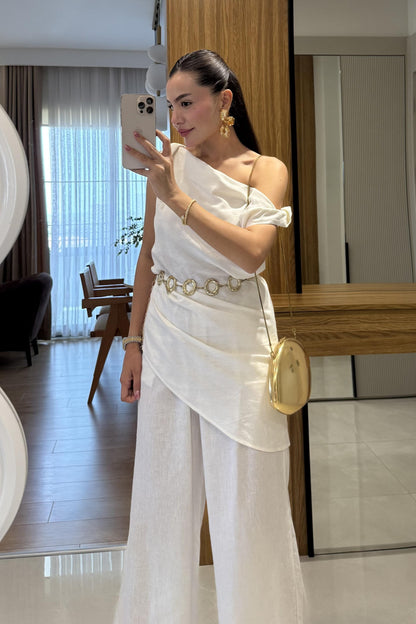 Cyrus Beyaz Premium Keten Takım