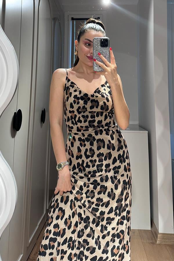 Dalena Leopar Desen Elbise