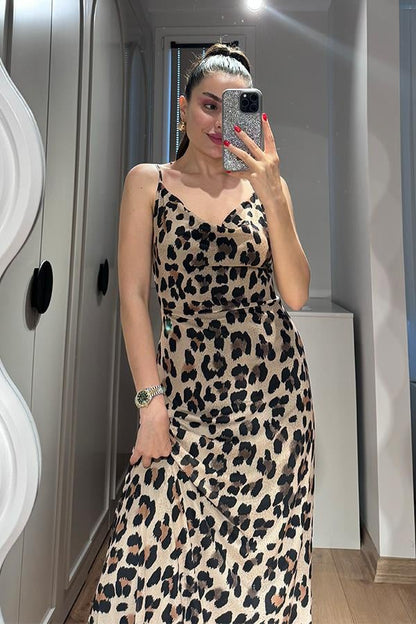 Dalena Leopar Desen Elbise