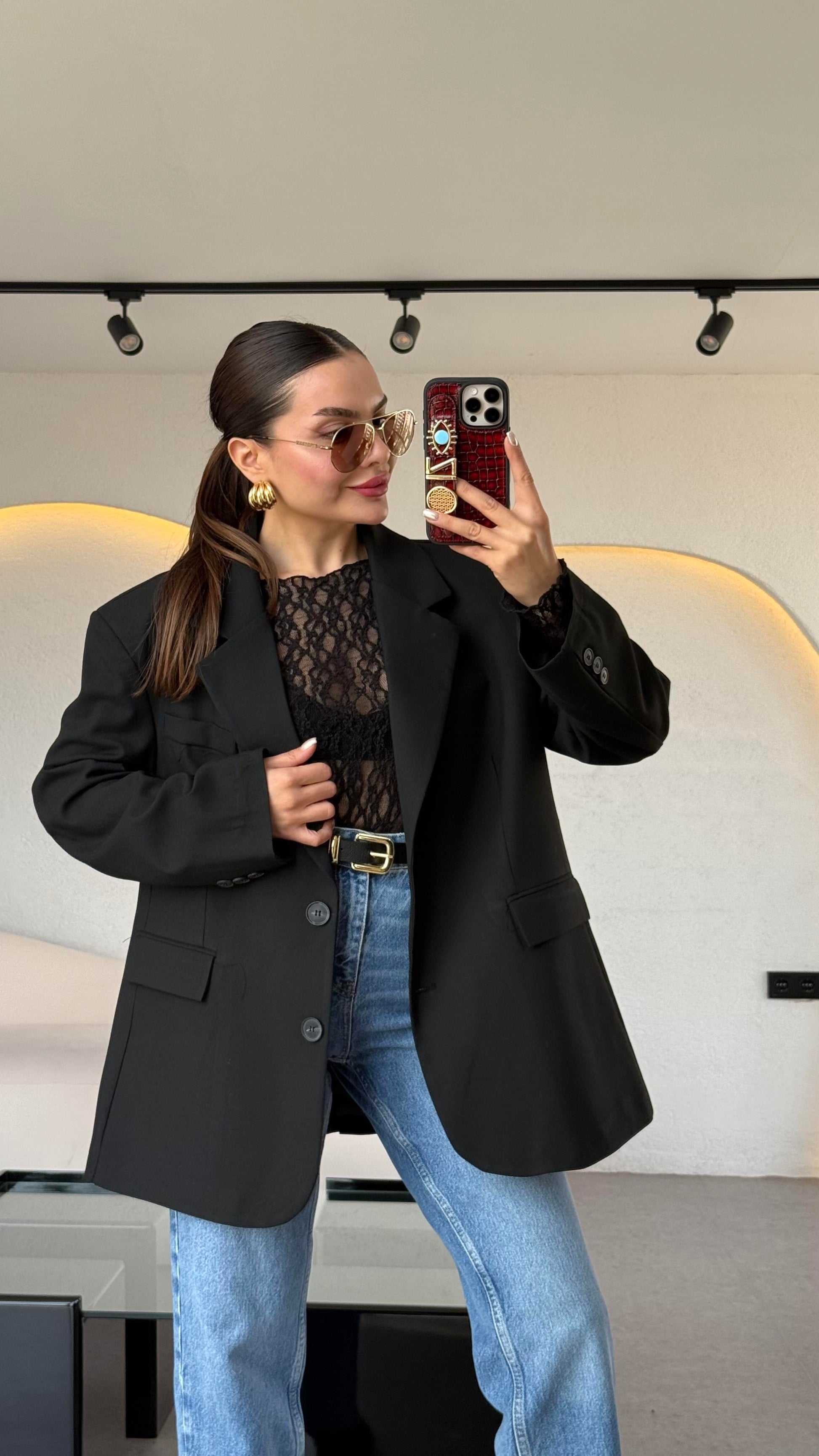 Dambia Siyah Daddy Blazer Ceket