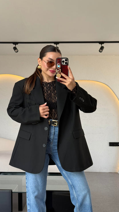 Dambia Siyah Daddy Blazer Ceket