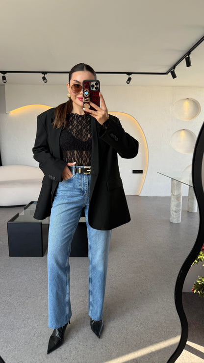 Dambia Siyah Daddy Blazer Ceket