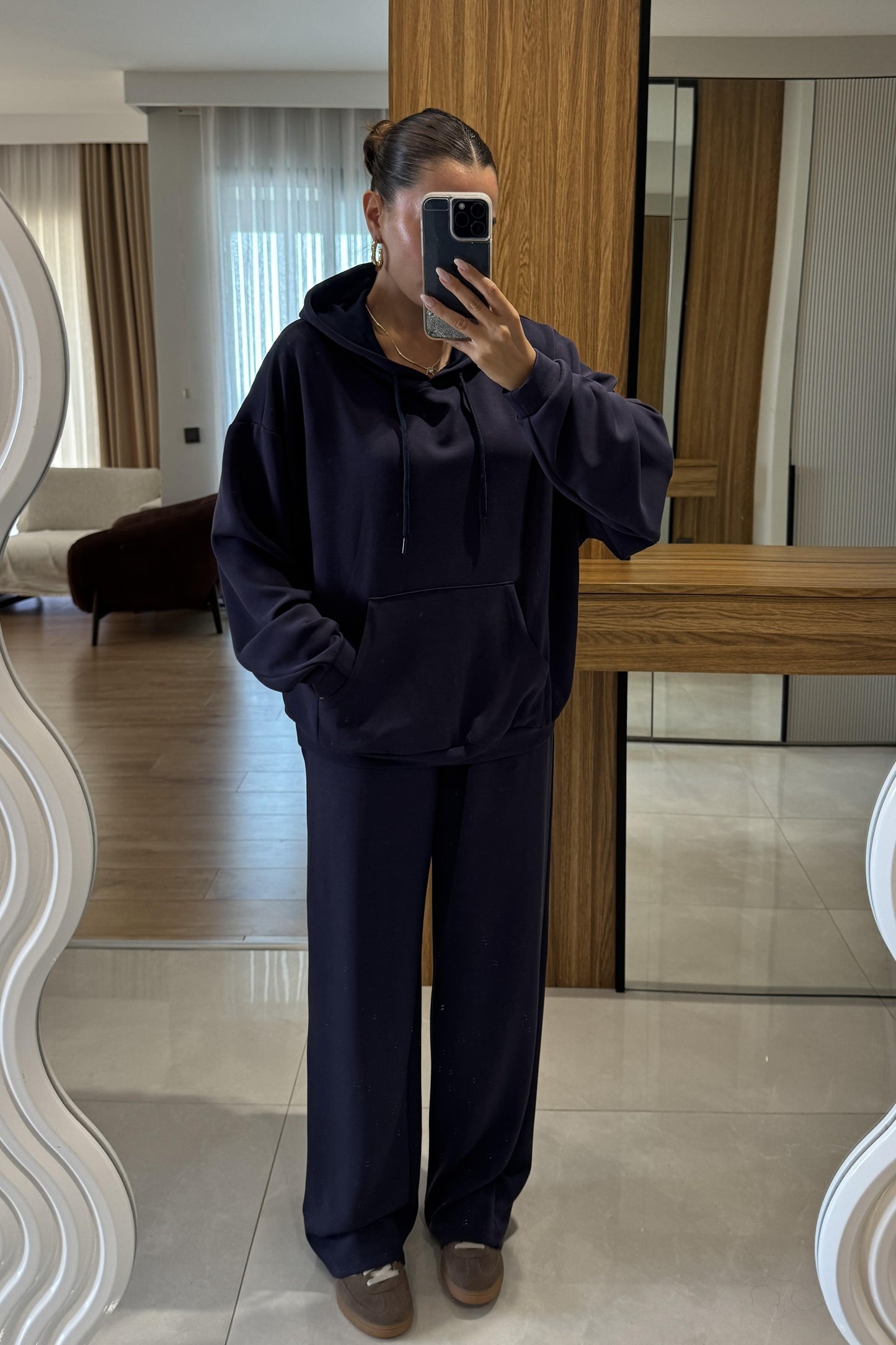 Dania Lacivert Oversize Kapüşonlu Eşofman Takımı