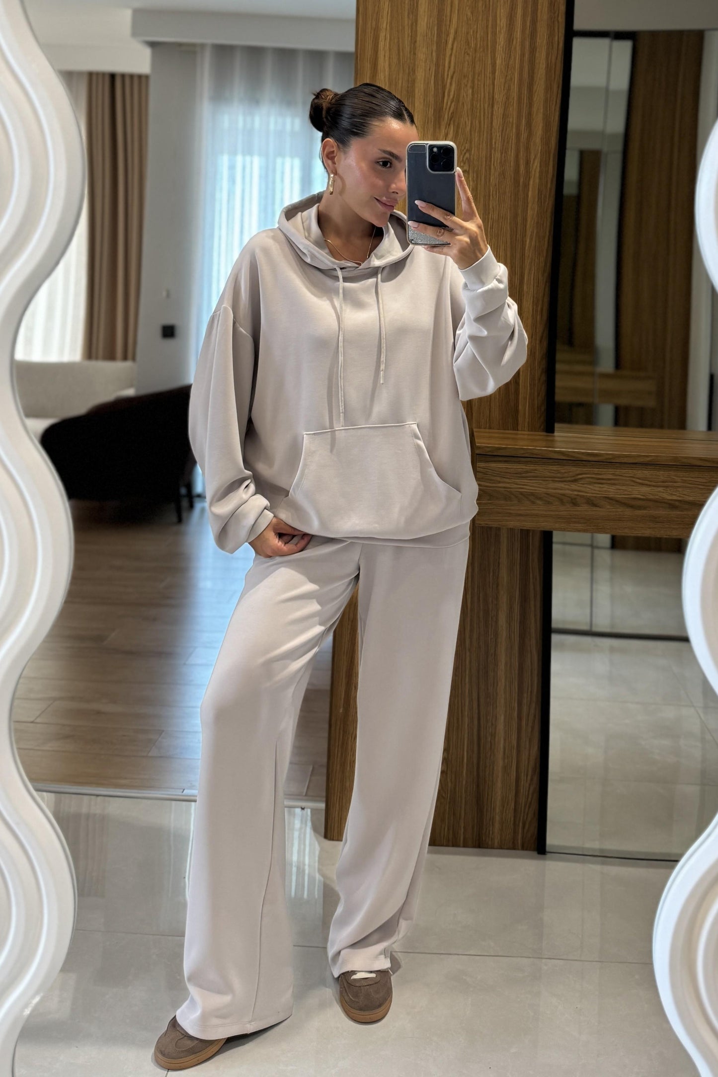 Dania Taş Oversize Kapüşonlu Eşofman Takımı