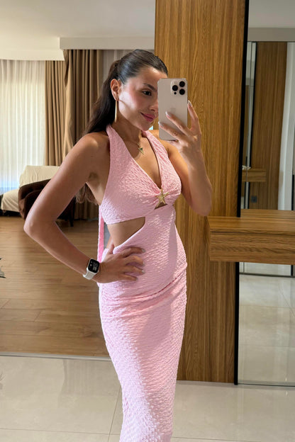Darel Pembe Deniz Yıldızı Aksesuarlı Elbise
