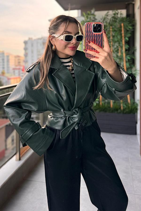 Dead Deri Ceket - Haki