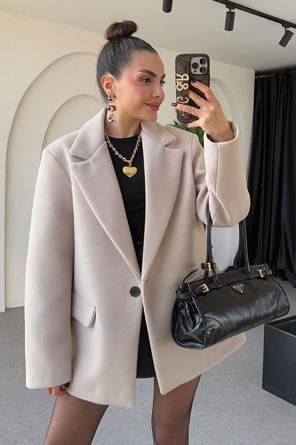 Deiter Krem Kaşe Blazer Ceket