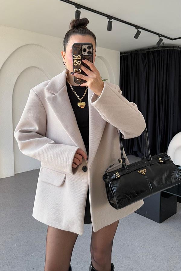 Deiter Krem Kaşe Blazer Ceket