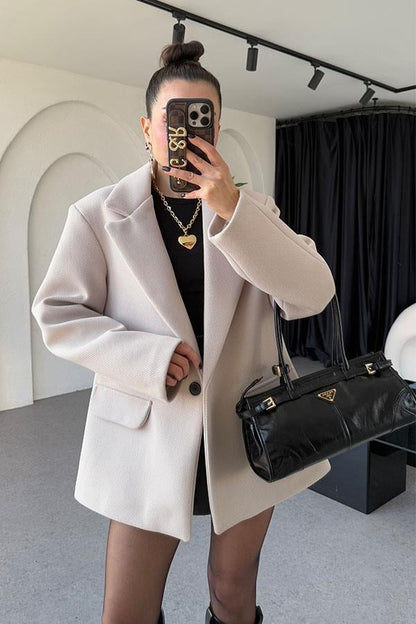 Deiter Krem Kaşe Blazer Ceket