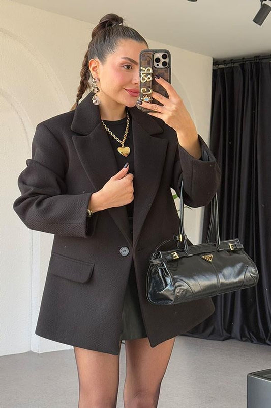 Deiter Siyah Kaşe Blazer Ceket