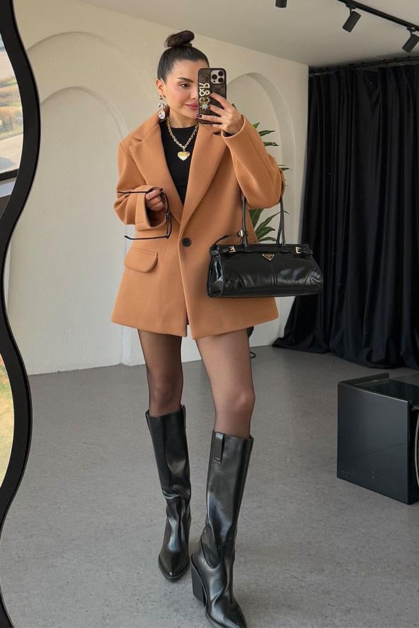 Deiter Taba Kaşe Blazer Ceket