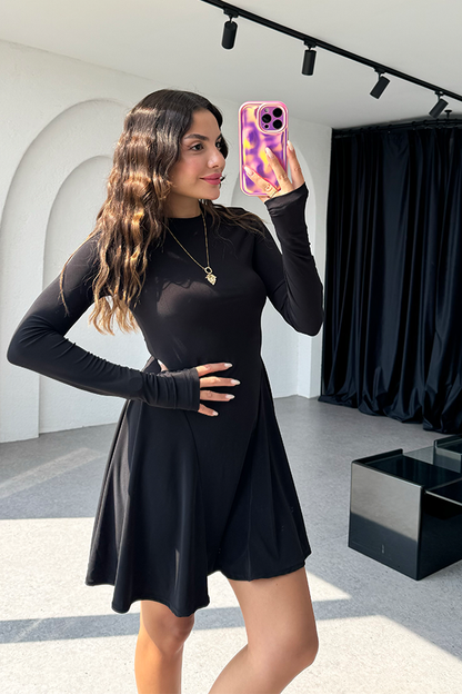 Delina sandy kumaş eteği volanlı elbise