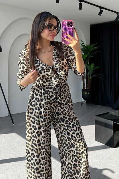 Denis Fırfırlı Açık Leopar Takım