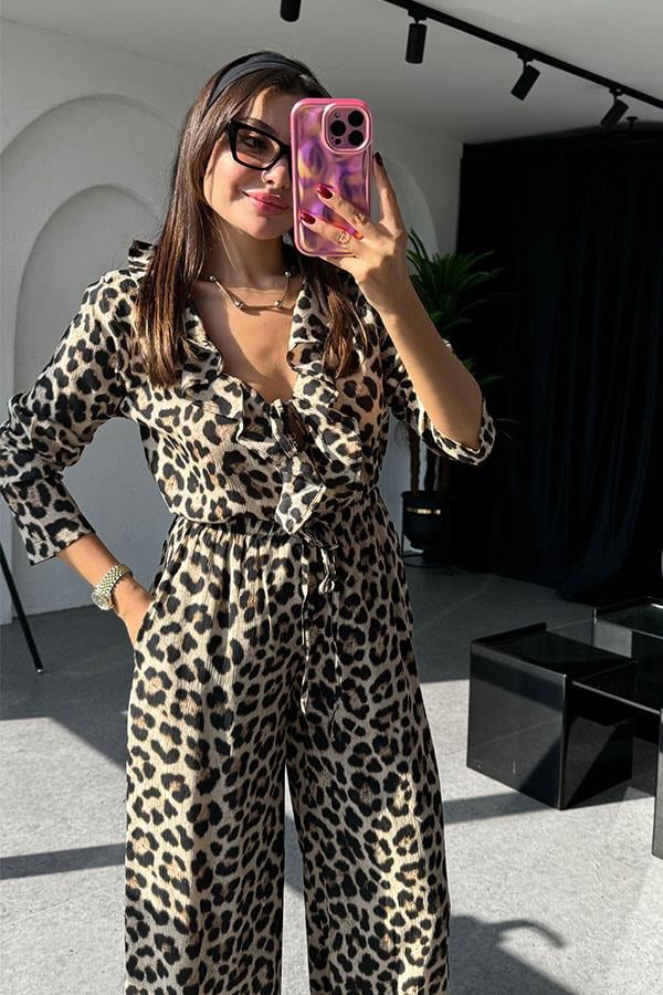 Denis Fırfırlı Açık Leopar Takım