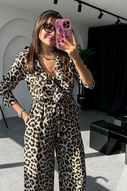 Denis Fırfırlı Açık Leopar Takım