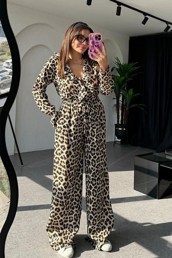 Denis Fırfırlı Açık Leopar Takım