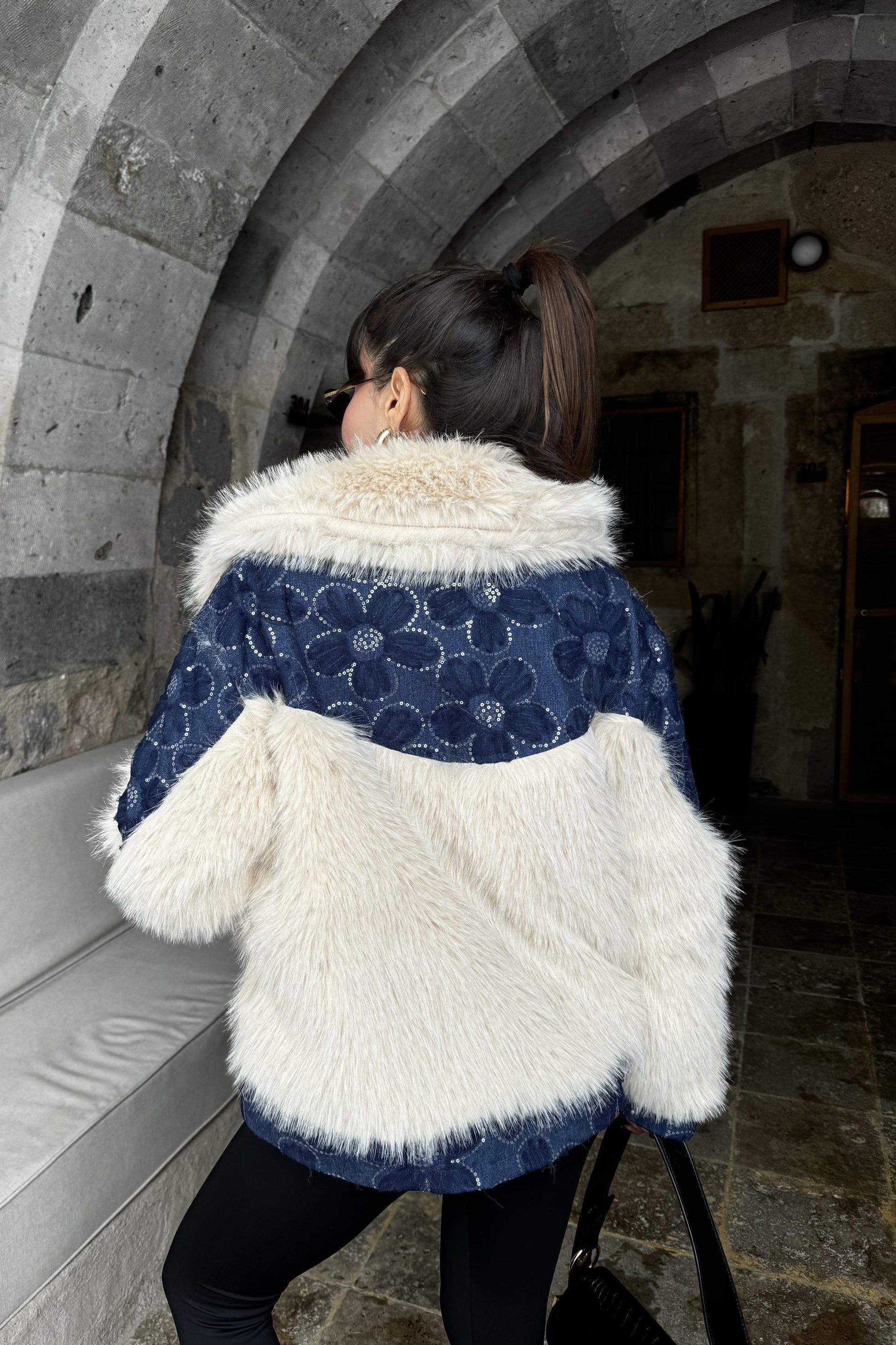 Desce Kot Karışımlı Premium Kürk Kaban