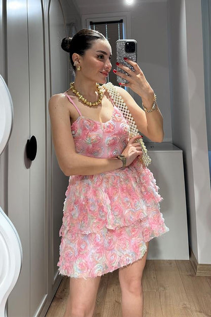 Diane Tasarım Üç Boyutlu Mini Elbise
