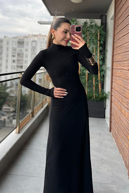 Diva Balıkçı Yaka Uzun Elbise