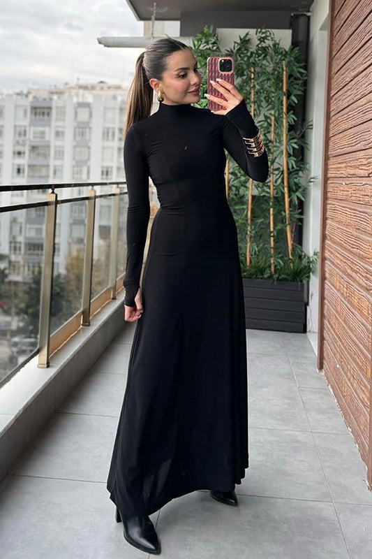 Diva Balıkçı Yaka Uzun Elbise