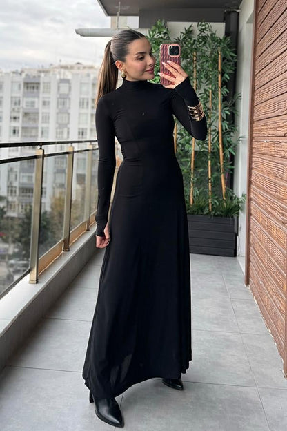 Diva Balıkçı Yaka Uzun Elbise