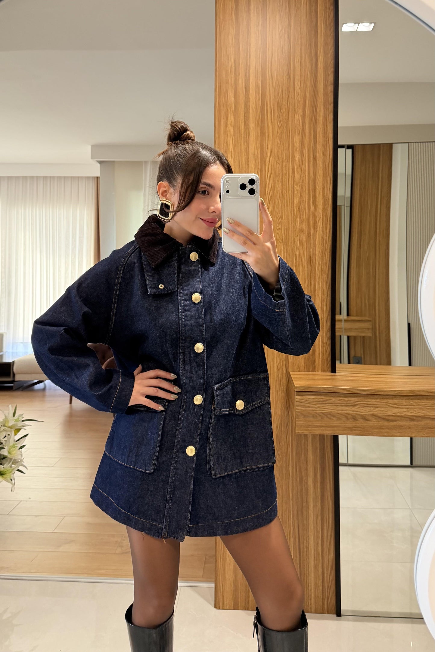 Dower Kadife Yaka Denim Ceket