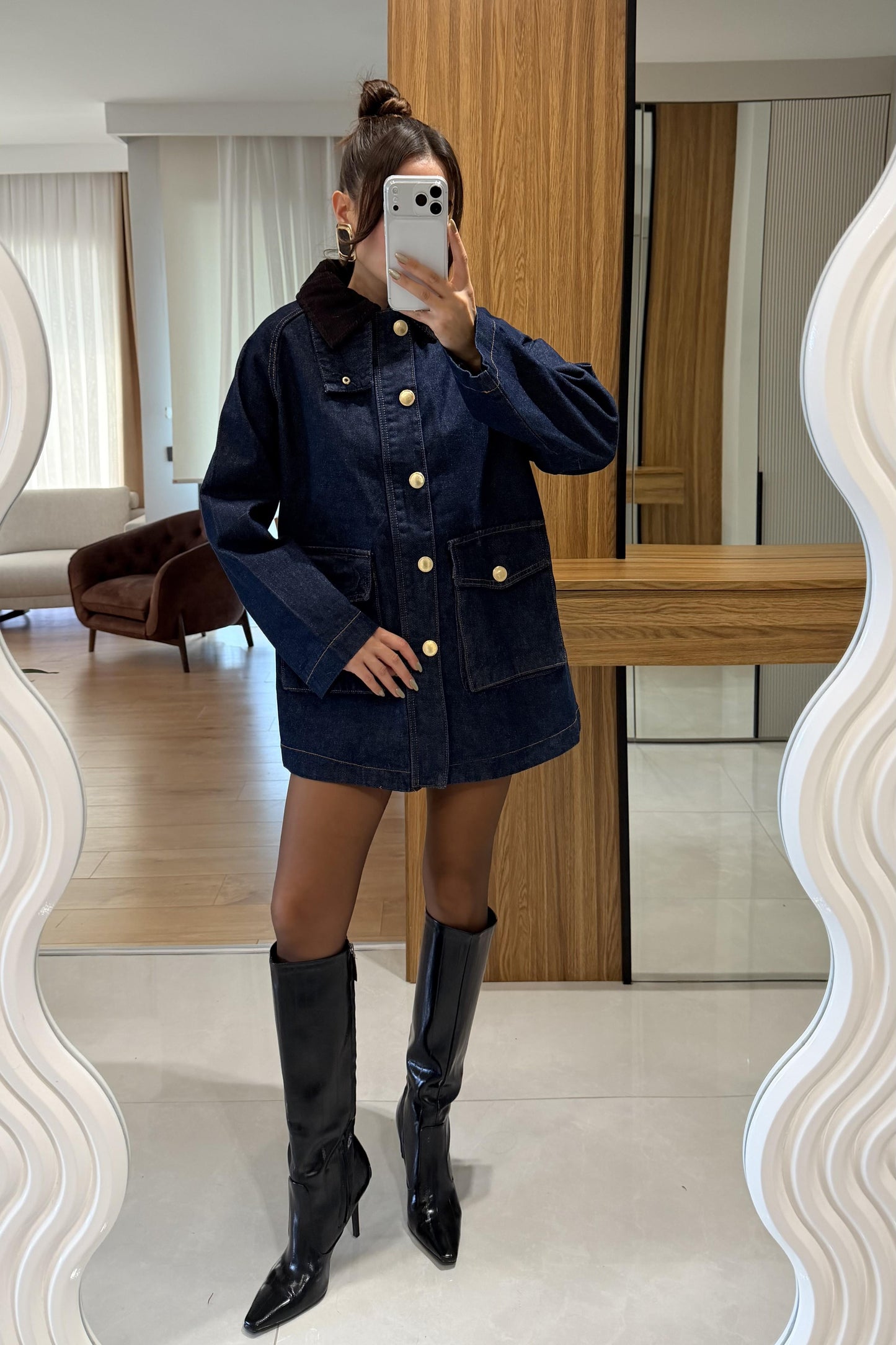 Dower Kadife Yaka Denim Ceket