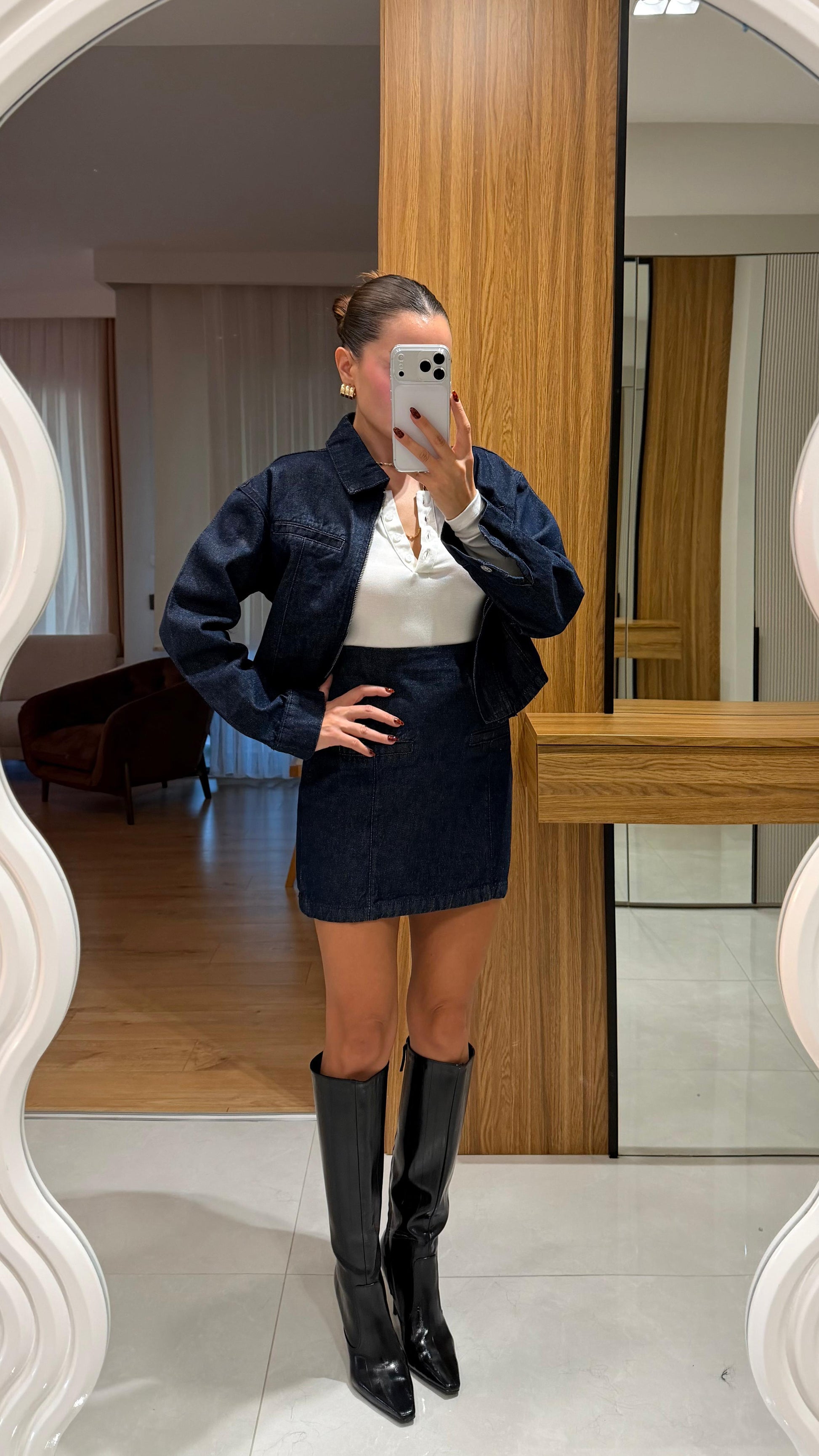 Down Denim Etek Takım