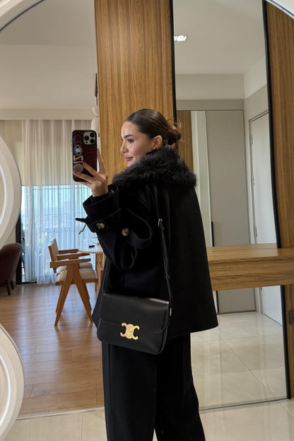 Dragun Siyah Kürkü Çıkarılabilen Kaban