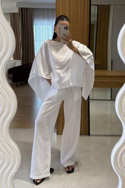 Dubai Beyaz Yarasa Kol Müslin Takım