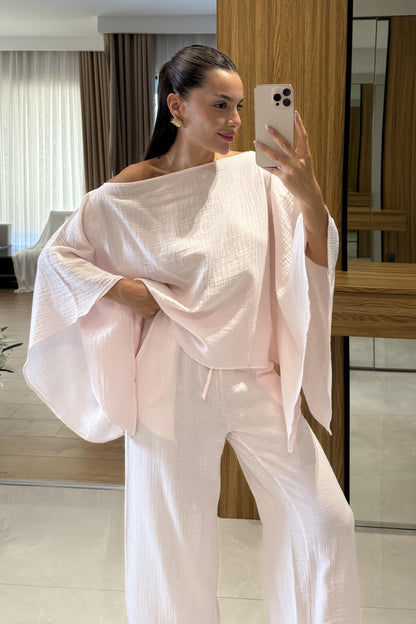 Dubai Pudra Yarasa Kol Müslin Takım