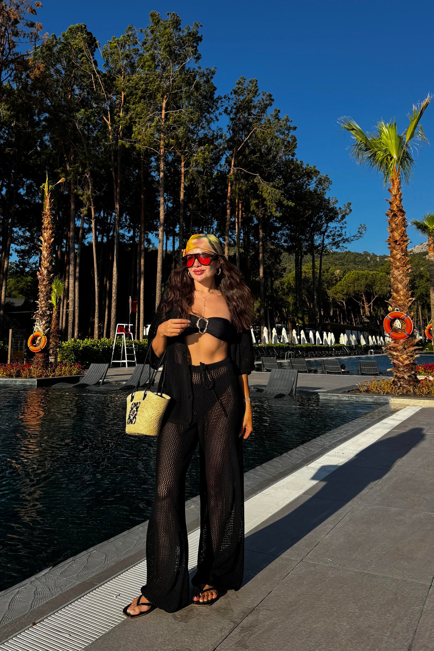 Edward Siyah Ajurlu Gömlek Pantolon Yazlık Takım