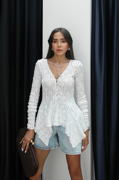 EKRU PEPLUM DANTEL HIRKA