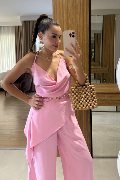 Elabella Pembe Çapraz Drapeli İkili Takım