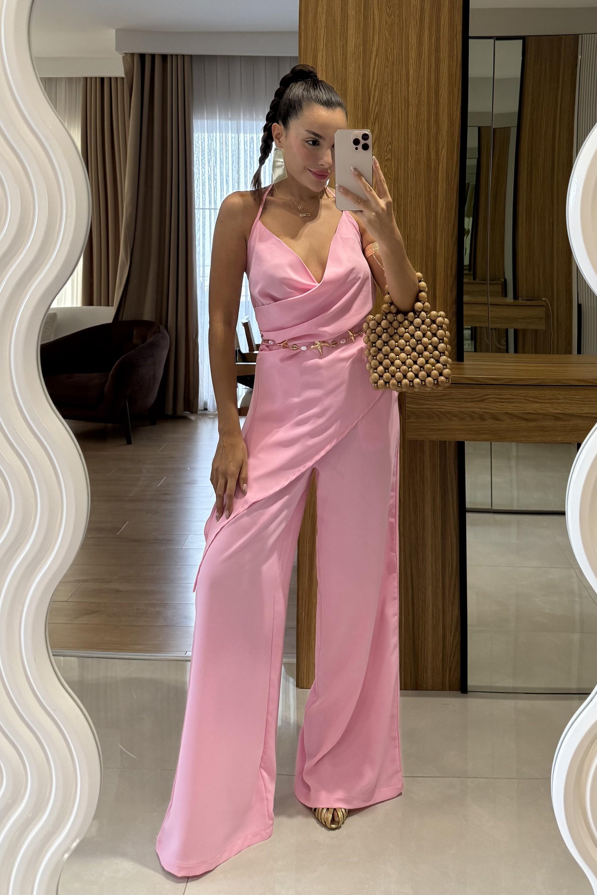 Elabella Pembe Çapraz Drapeli İkili Takım