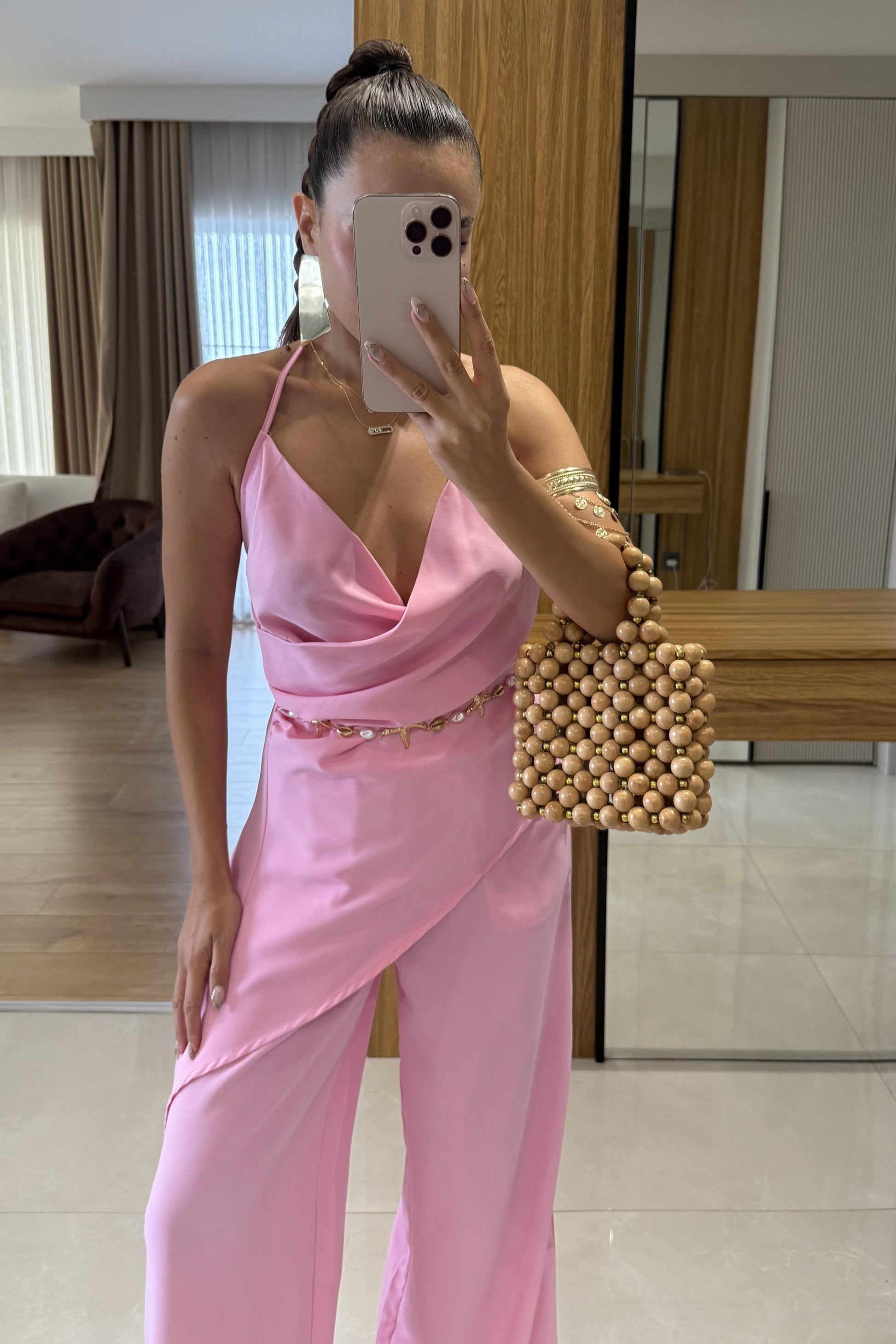 Elabella Pembe Çapraz Drapeli İkili Takım